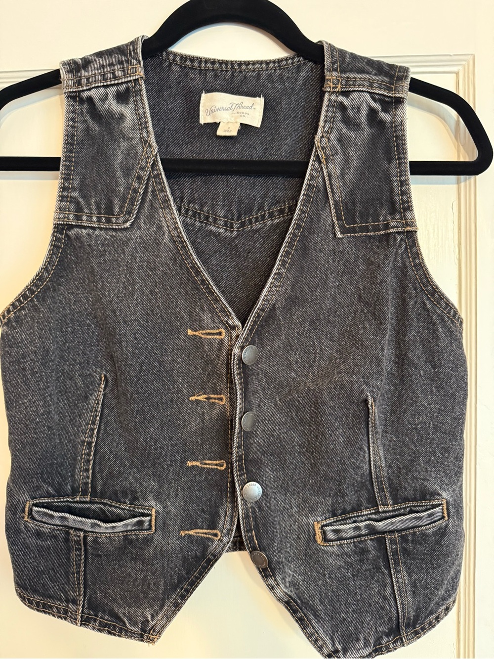 Black Washed Denim Vest